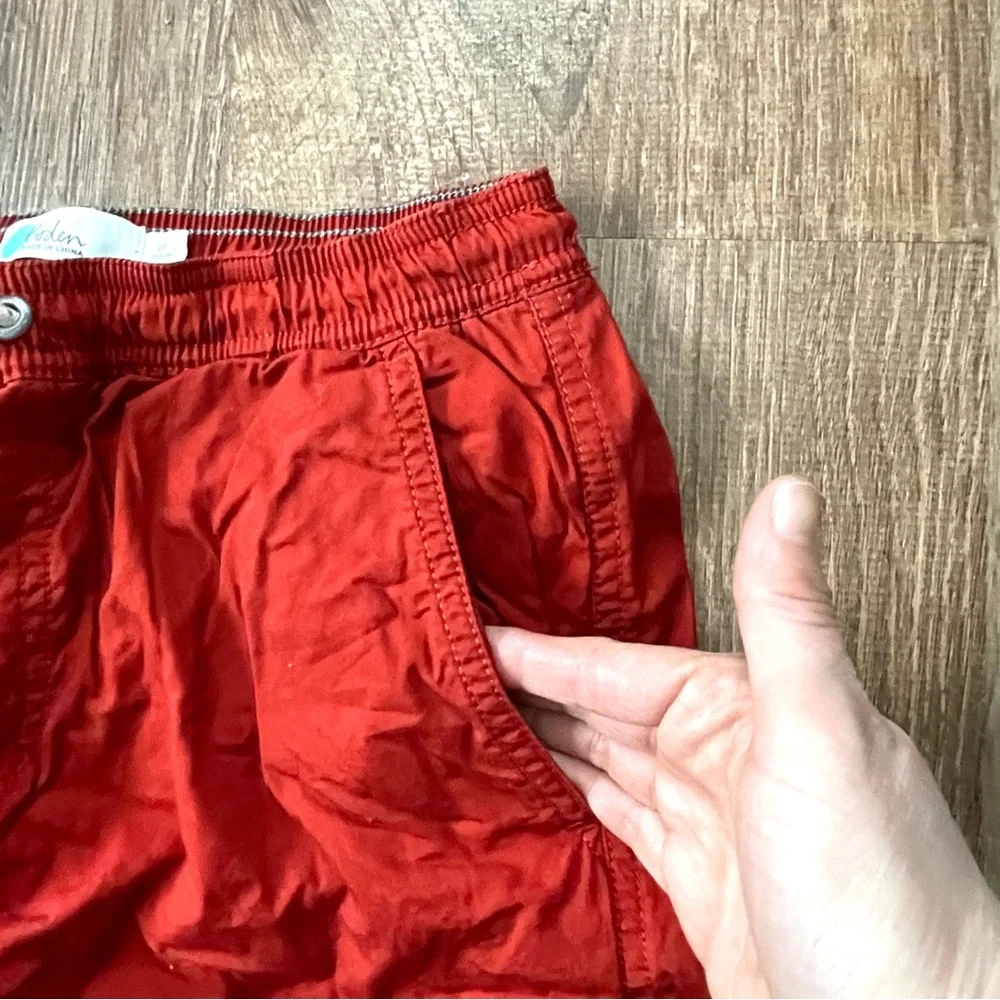 Boden Red Elastic Drawstring Waist Cargo Pants Joggers 9Y Cotton